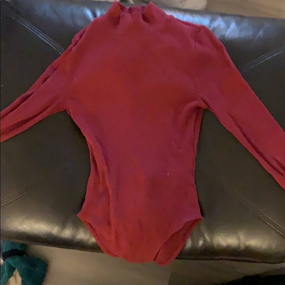 Red Mock Neck Bodysuit